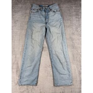 Levis Jeans Womens 24 Light Wash Blue Ribcage Straight Ultra High Rise Denim